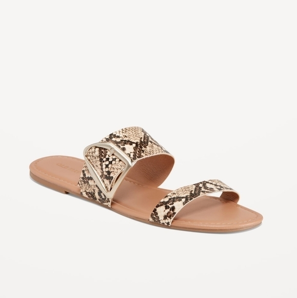9 - Old Navy • Faux-Leather Double-Strap Metal-Hardware Sandals - Picture 1 of 1